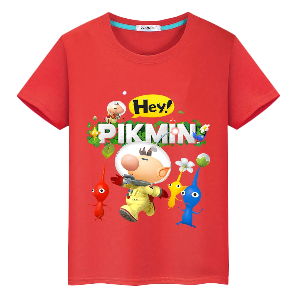 Pikmin Print cartoons100 % bawełniana koszulka dla chłopców anime tee chłopięce ubrania duma tshirt krótkie topy y2k jednoczęściowe ubrania dla