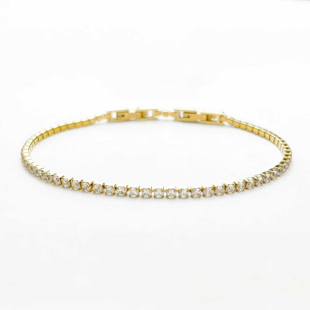 Women's Cluster CZ Link Chain Tennis Bracelet