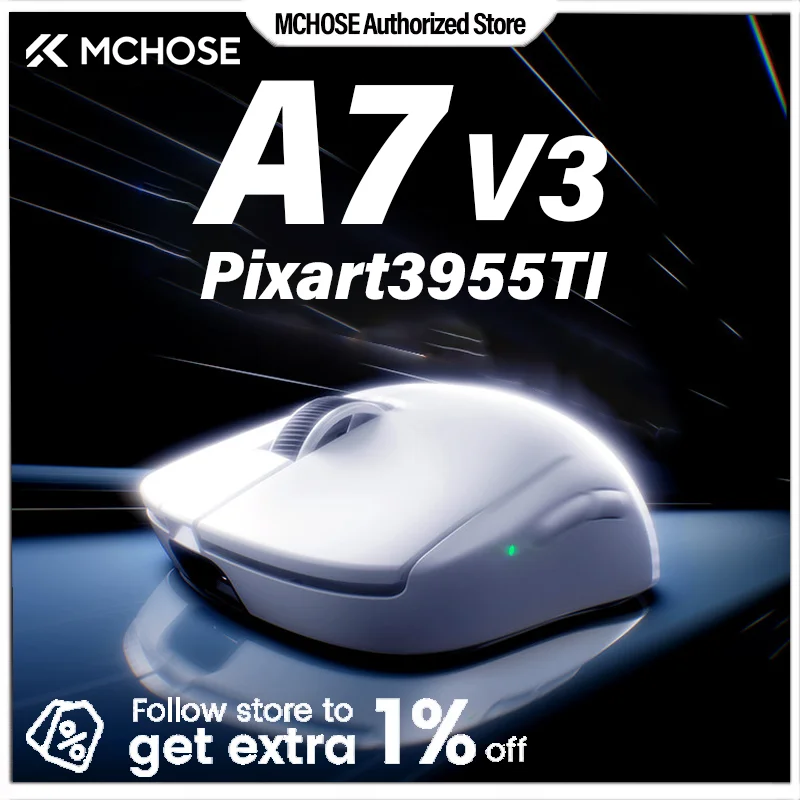 PYLV MCHOSE A7 V3 Ultra+ Wireless Gaming Mouse Pixart3952Ti Flagship Sensor Super 20000FPS Accurate Tracking Support Web Driver