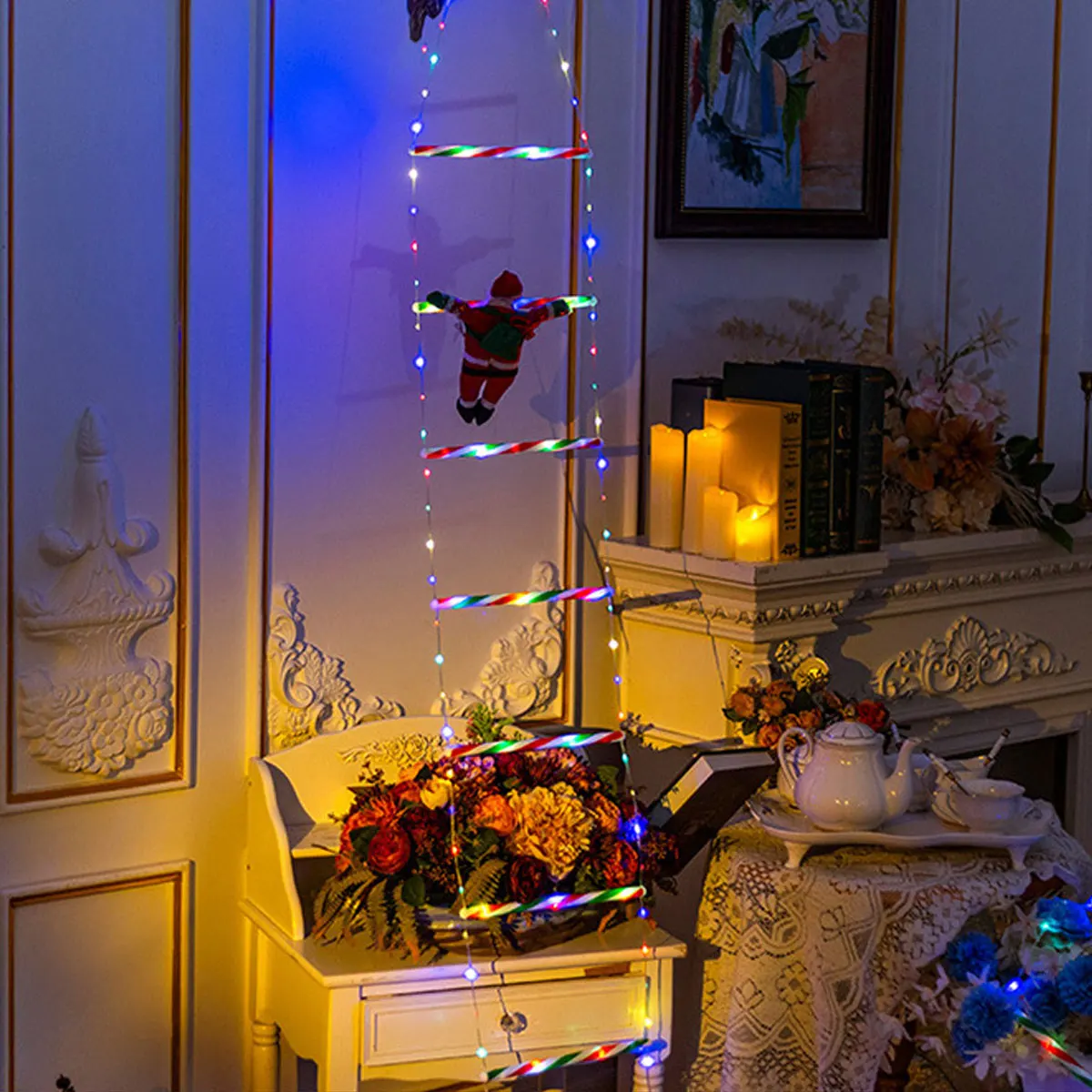 LED 크리스마스 사다리 조명, 실내 및 실외 창, 벽 및 크리스마스 트리 장식에 적합