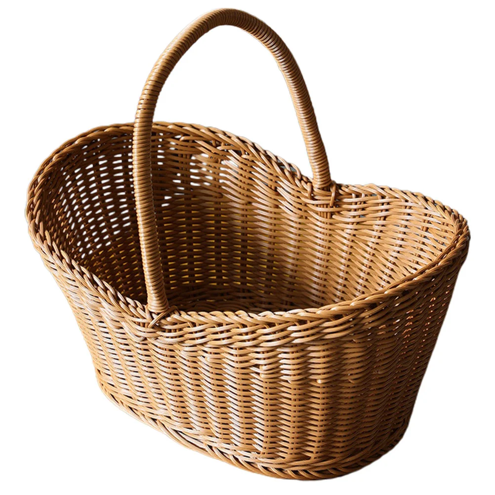 

Handles Rattan Shopping Basket Hanging Baskets for Plants Outdoor Snack Containers