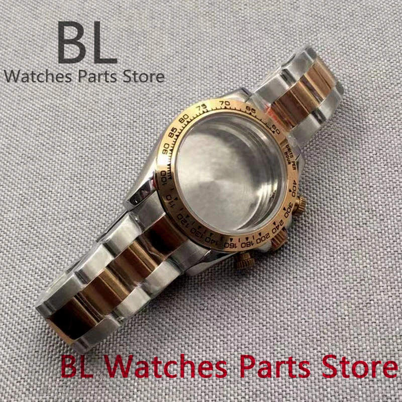 BL 39mm Two-tone Gold Watch Case For VK63 Movement Modified Replacement Watch Accessories  Stainless Steel