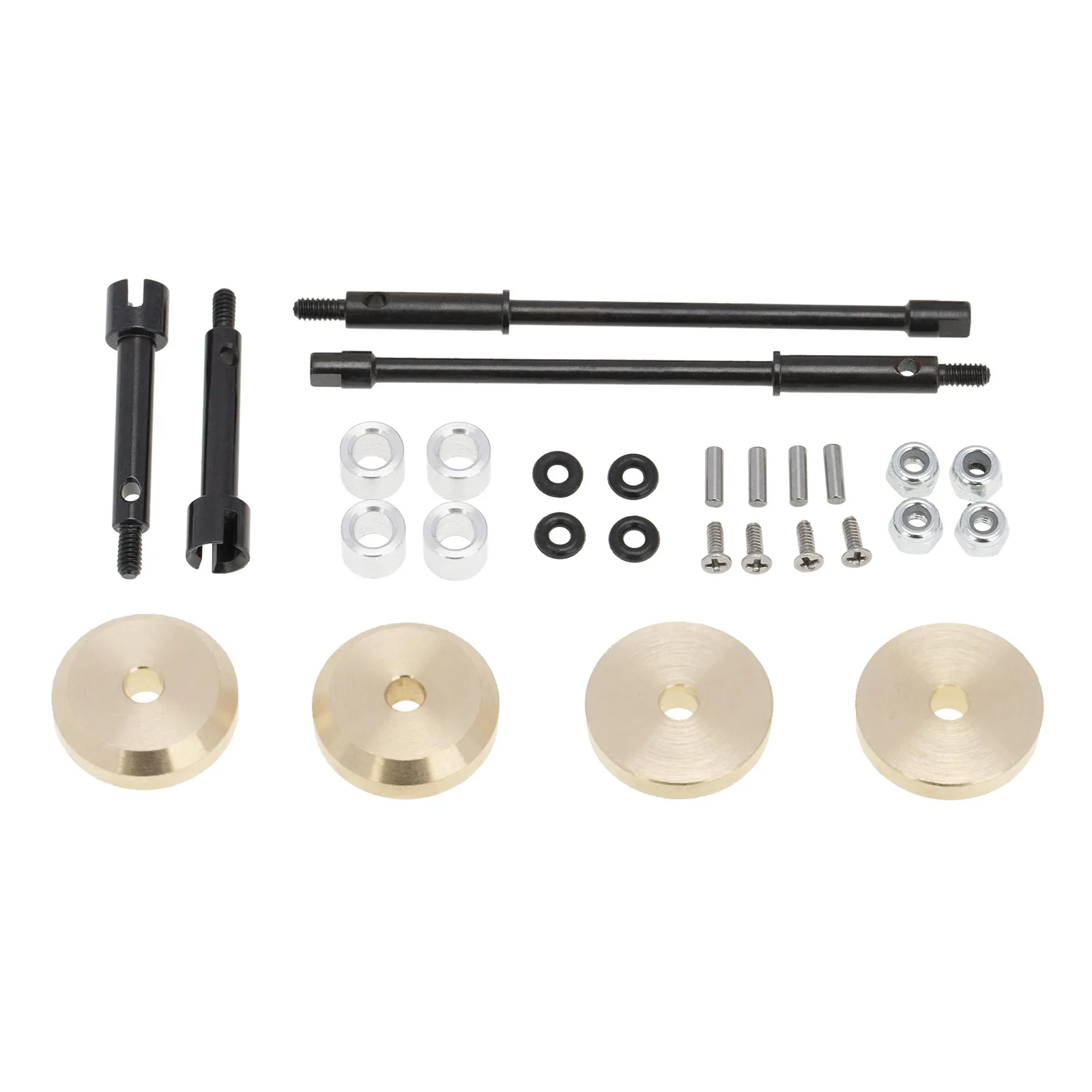 Front Rear CVD Drive Shaft +4mm Steel Axles Brass Weights Widen Wheel Hub Set for Axial SCX24 1/24 Upgrade Parts