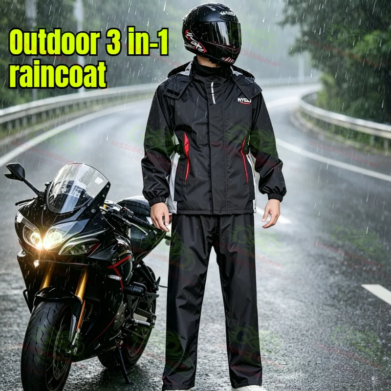 motorcycle-raincoat-rain-pants-suit-split-waterproof-coat-rainstorm-proof-raincoat-motorcycle-men's-riding-equipment