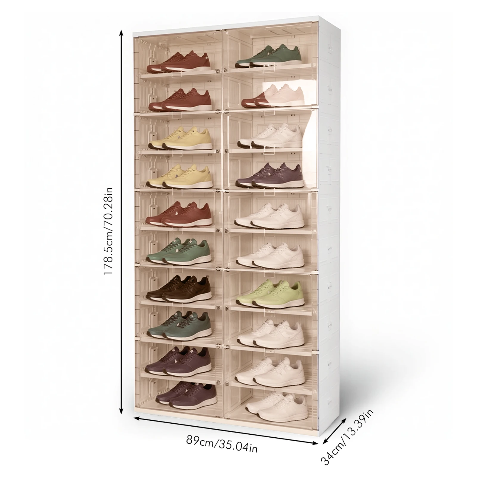 10 طبقات 40 زوجًا من صندوق تخزين الأحذية القابل للطي مع باب مغناطيسي شفاف خزانة الأحذية البلاستيكية رف الأحذية للمدخل والخزانة