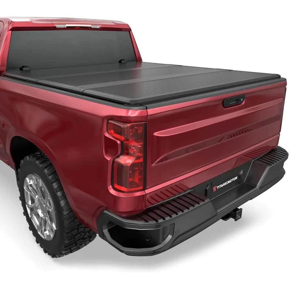 

Fiberglass Hard Tri Fold Truck Bed Tonneau Cover Compatible for 2014-2018 Chevy Silverado/GMC Sierra 1500 Fleetside 5.8FT 69.3In