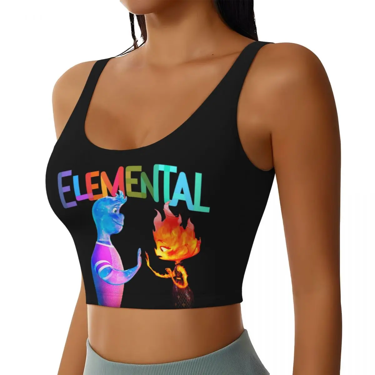 Custom Elemental Animation Theme Workout Crop Tank Tops Women's Seamless Yoga Running Sports Bras