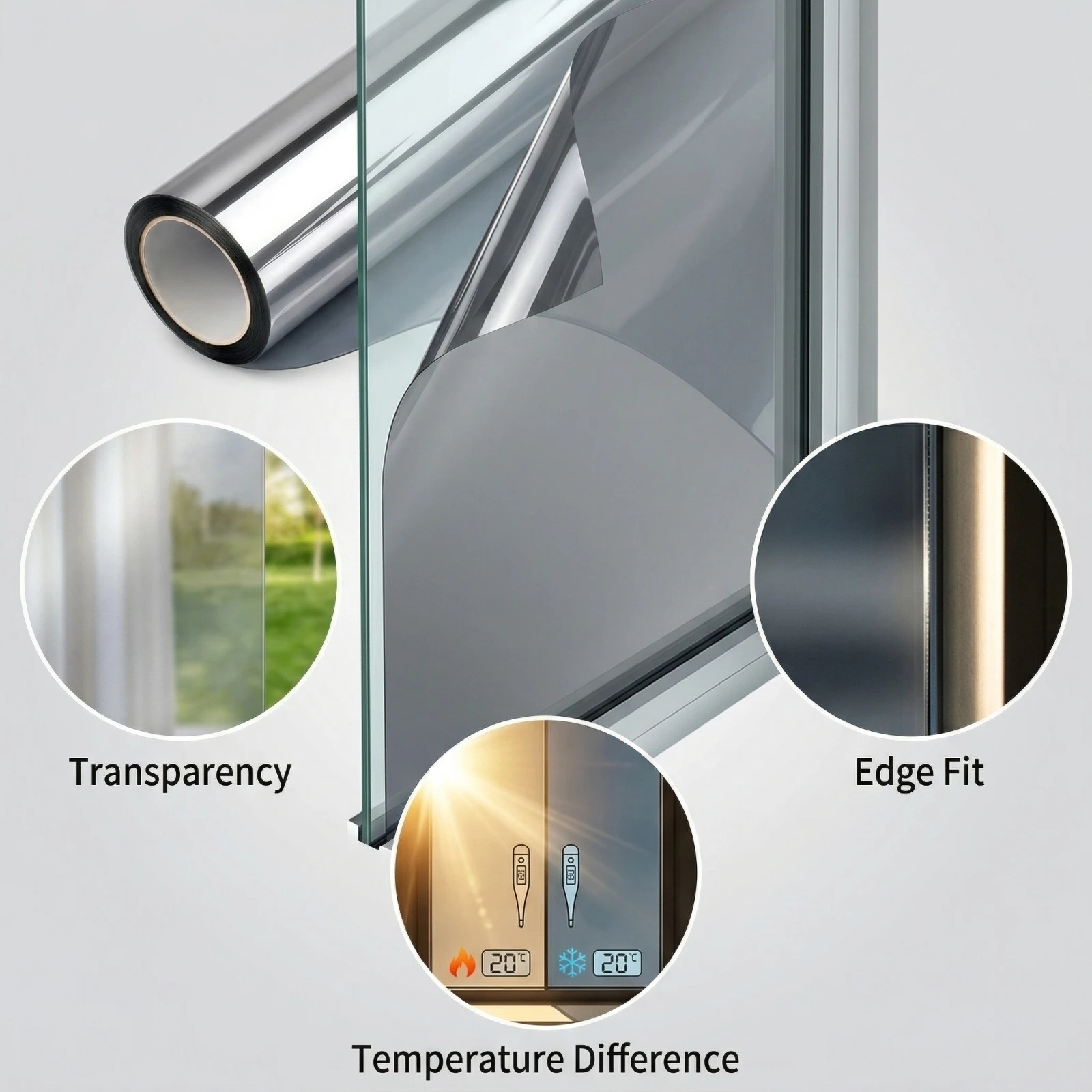 Electrostatic Glueless Glass Film Privacy Self-adhesive Vinyl Sun Blocking Anti UV Reflective Window Tint for Home and Office