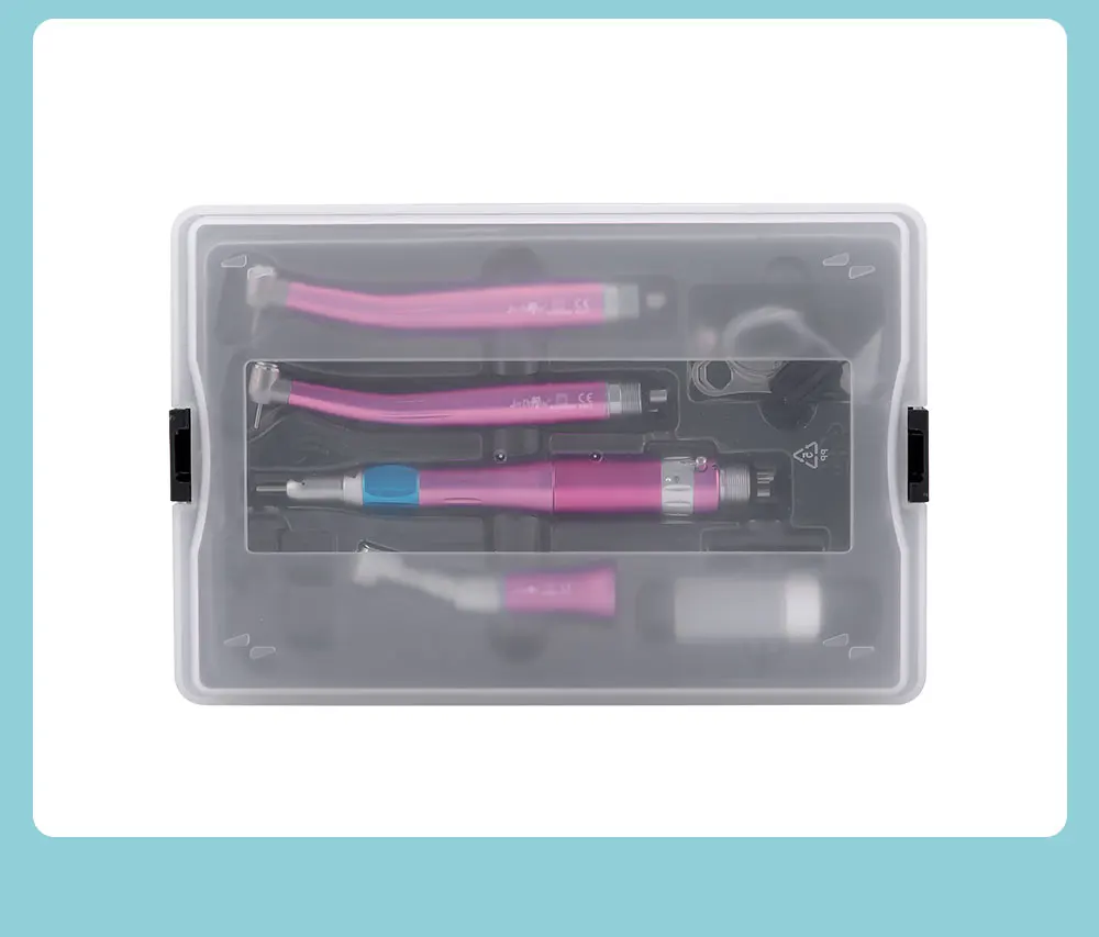 JOY DENTAL Dental Color Handstück-Set mit hoher und niedriger Geschwindigkeit, Druckknopf, Winkelstück, Einweg-Wasserspray, Luftturbine, 2/4 Löcher – Detail 12