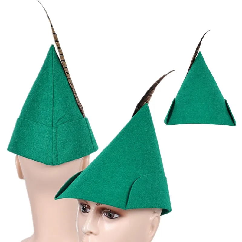 Sombrero de Cosplay de Wendy Peter de dibujos animados para hombres y adultos, gorro de elfo verde, accesorios de disfraz de Carnaval de Halloween, regalos