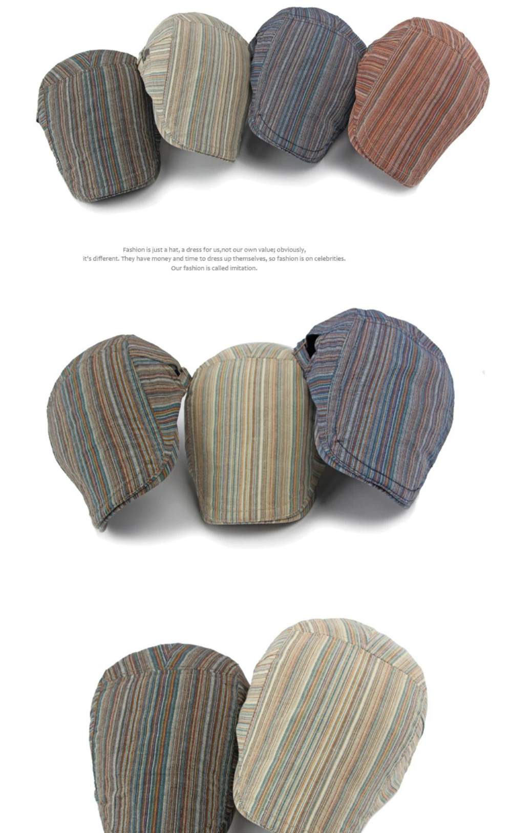 HT4630 Baskenmütze für Damen, Retro-Künstlermütze, Unisex Verstellbare Flache Kappe, Frühling Sommer Gestreifte Baskenmütze für Männer und Frauen – Detail 2