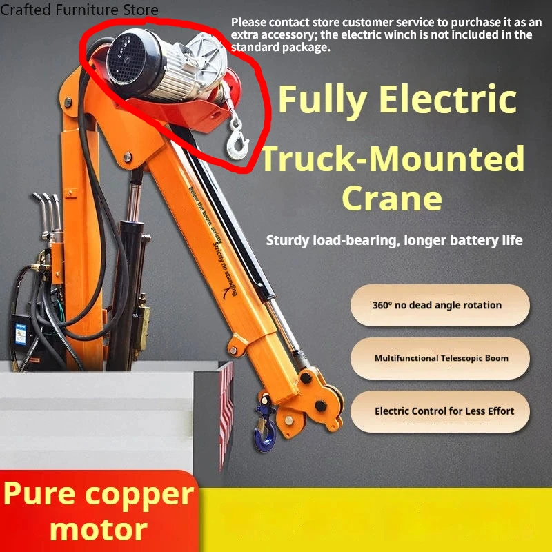 Fully Electric Crane Reinforced Hydraulic Mobile Small Boom Crane Lifting Winch Durable Commercial Machinery Guindaste ZY60DJ