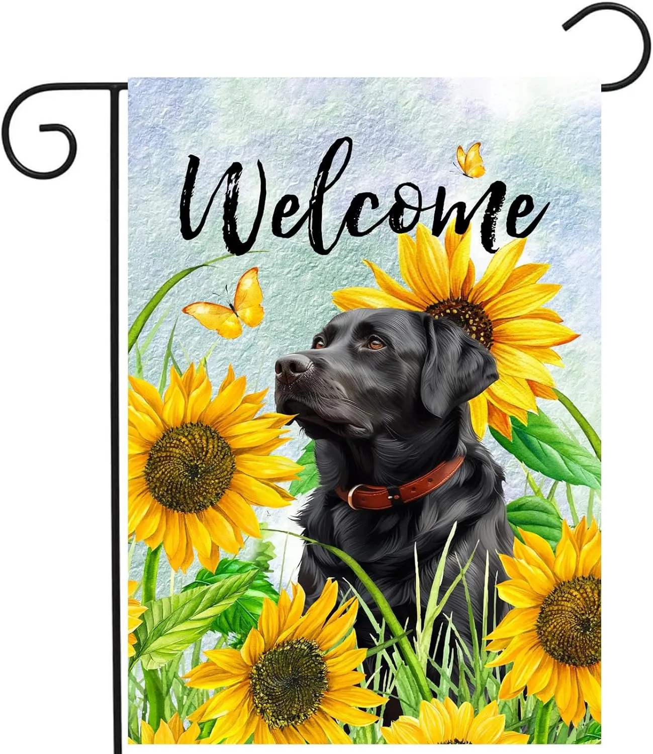 Sunflower Black Lab Garden Flag Summer Spring Garden Flags for Outside Floral Labrador Dog Yard Flag Small Outdoor Welcome Flags