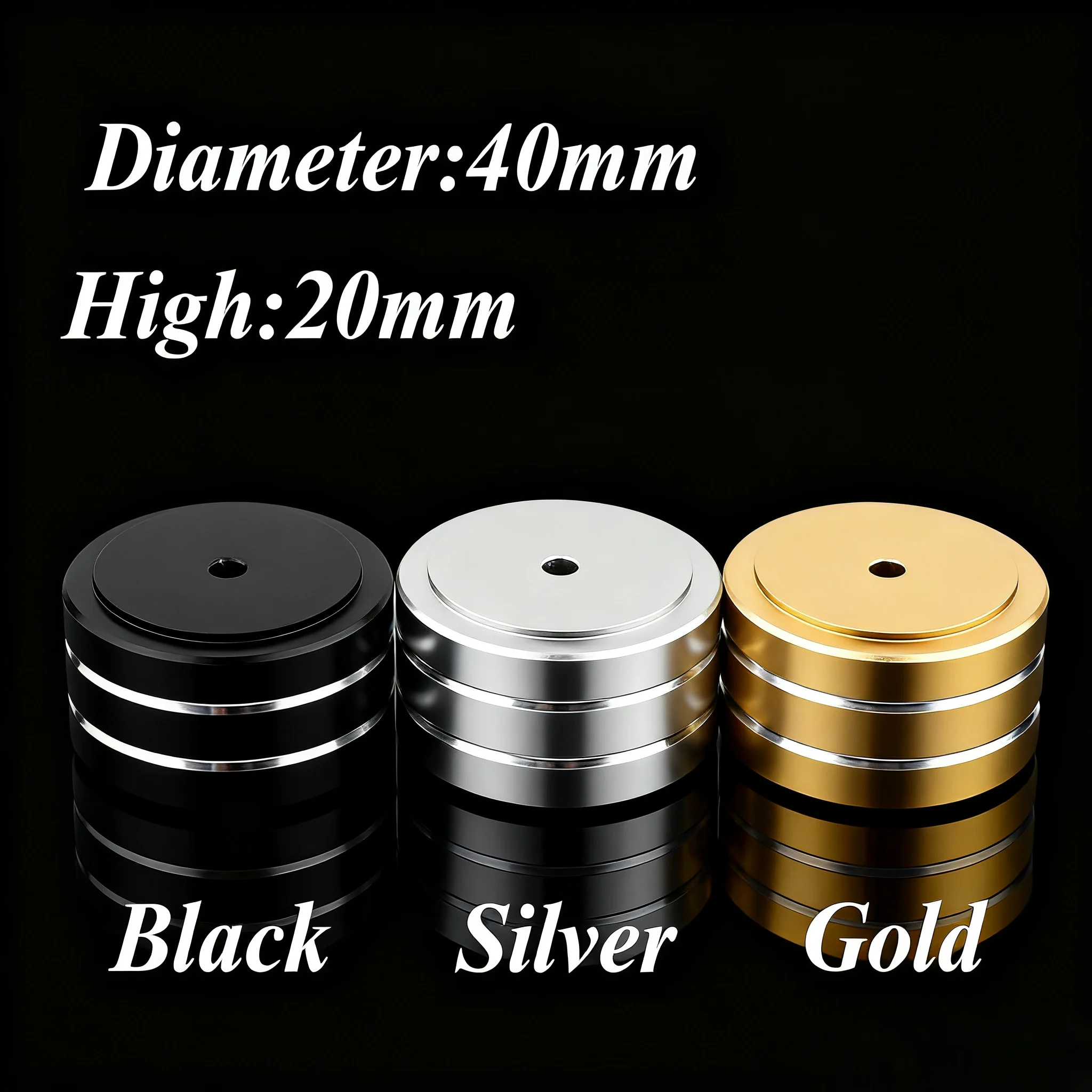 4 SZT. 40X20mm Nóżki Izolacyjne Podstawka AMP Nóżki do Gramofonu Aluminiowe Kolce Głośnikowe Podkładki Audio 40*10 do Wzmacniacza DAC Odtwarzacza CD Czarne