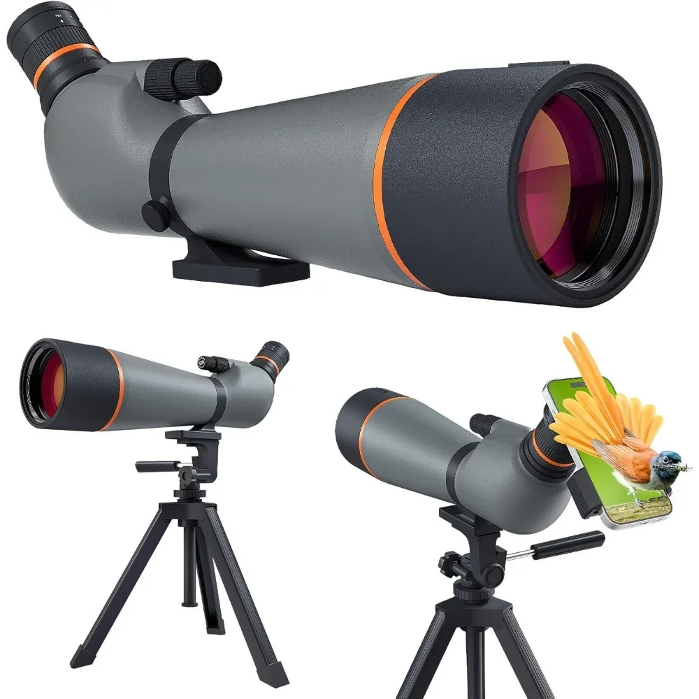 Spotting Scope 25-75x85, Dual Focusing Spotting Scope with Tripod, BAK4 Prism, Bird Watching,  with Phone Adapter, Carrying Case