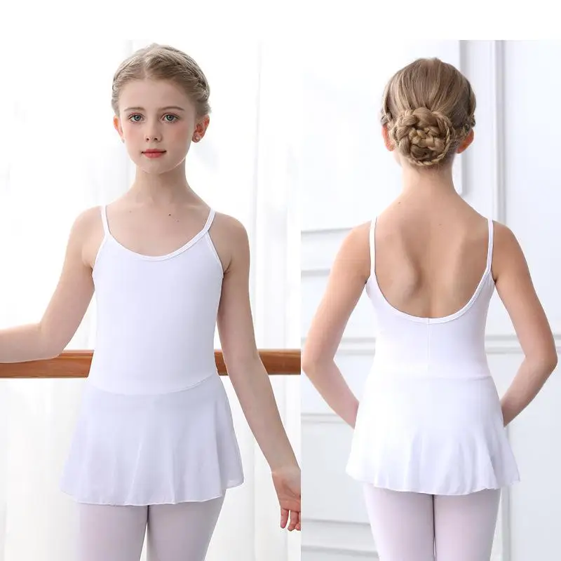 Girls Ballet Leotards Pink Ballet Dress Camisole Skirt Dress Summer Sleeveless Ballet Dance Costumes Cotton Gymnastic Bodysuits