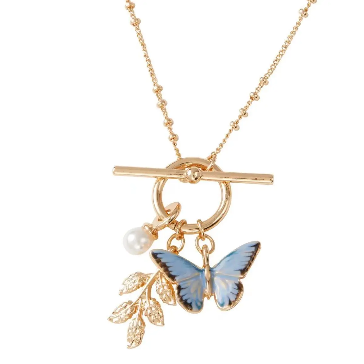

Dopamine Girl Enamel Color Blue Butterfly Necklace Female High-grade Clavicle Chain Minority Luxury Jewelry Sweater Chain