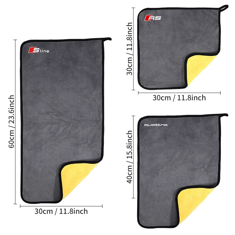 1pcs Car Wash Towel Cleaning Towels Rag Cloth Auto Acccessories For Audi RS QUATTRO Sline Badge Q3 Tt A7 8L A3 B6 A5 A6 C7 Q5 A4