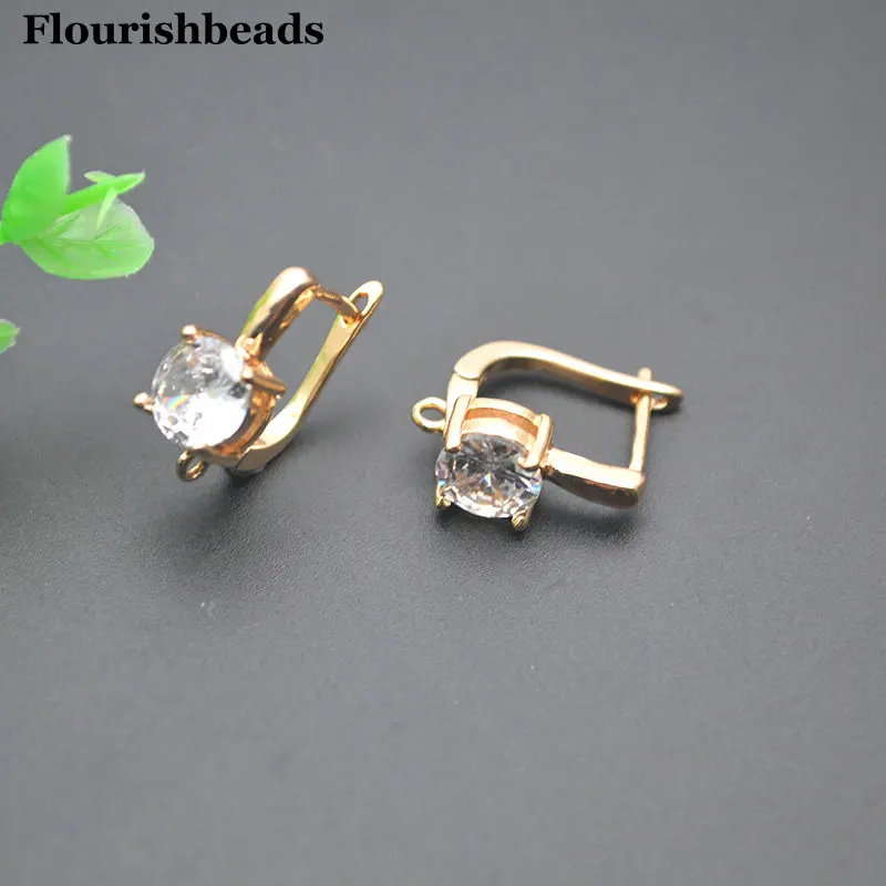 30pc Outstanding Big Shiny Crytal CZ Anti-rust 14k Gold Color Eearring Hook Clasps for Jewelry Making