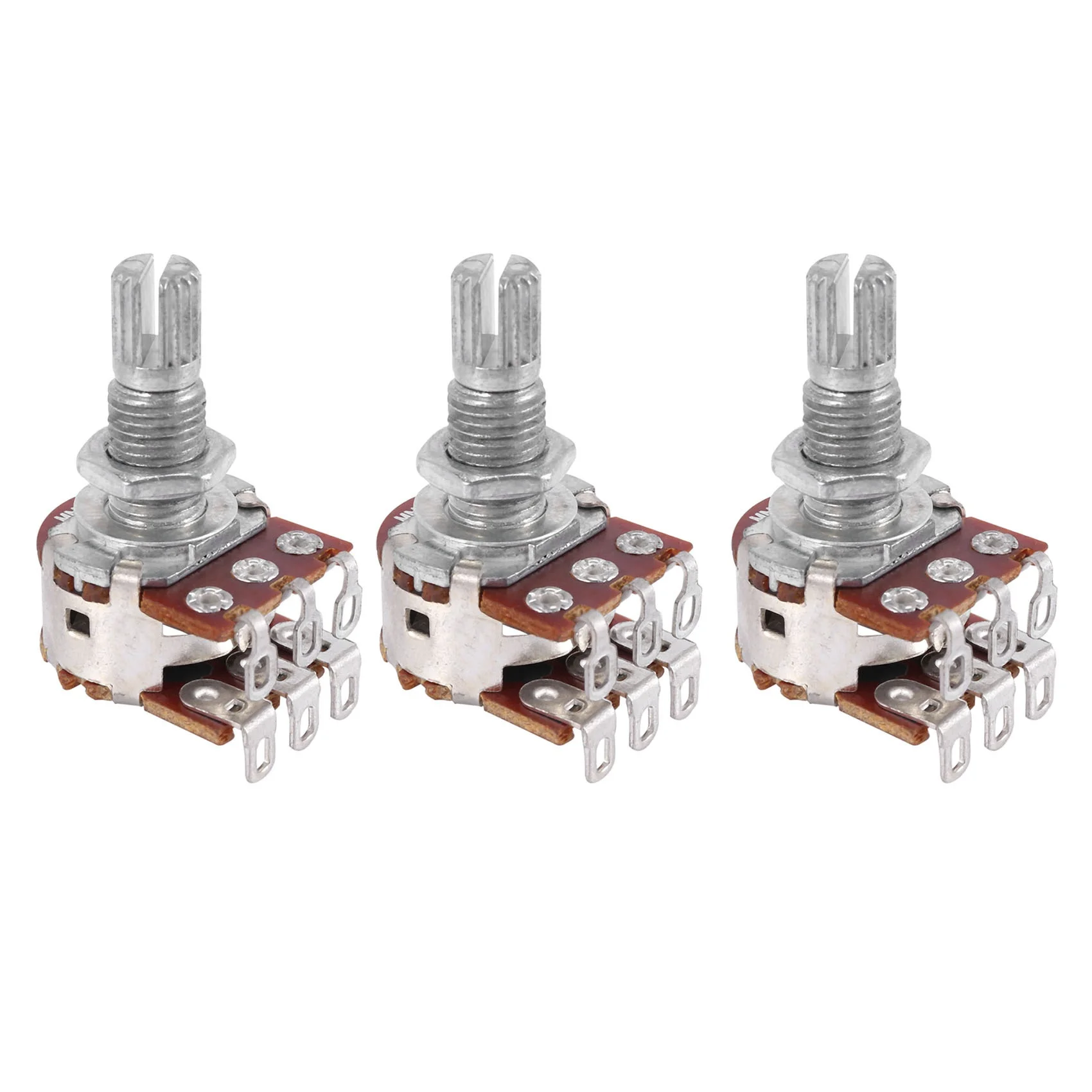 3 Pcs Double Balance Stacked Knurled Stalk Guitar B  Volume Tone Control Pots Potentiometer Switch MN25K