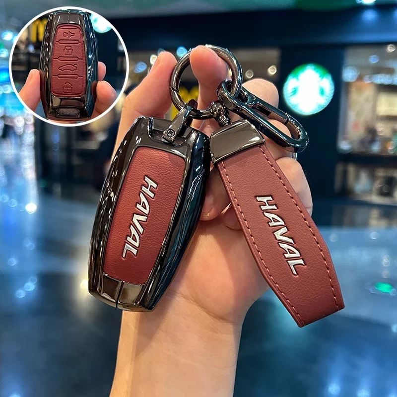 

For Haval H6 Jolion H2 H2s H1 2022 2023 H5 M4 H9 F7 2023 Accessorie Zinc Alloy Leather Car Smart Remote Control Key Case Cover