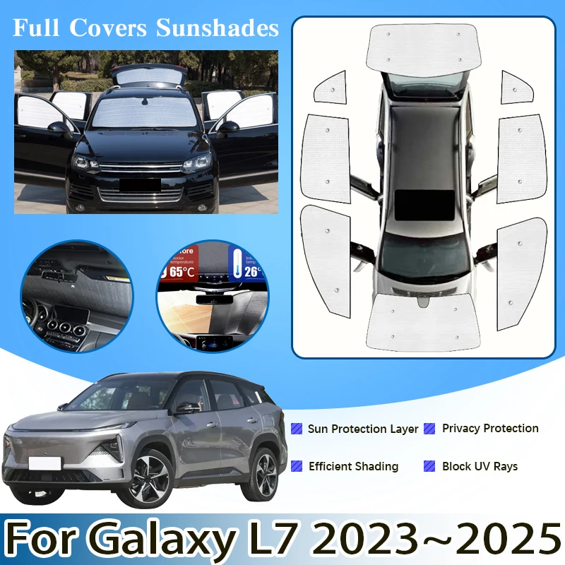 

For Geely Galaxy L7 2023 2024 2025 Car Windshield Visor Full Window Sun Protection Anti-UV Shaby Sunshades Stickers Accessories