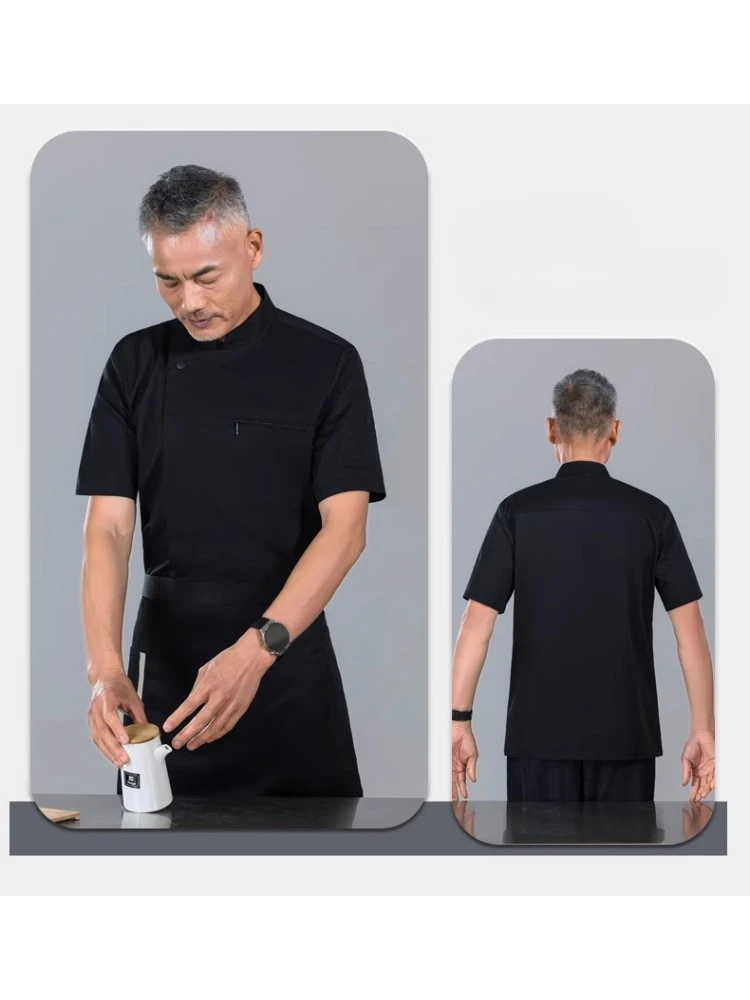 Unisex Koch Mantel Kurzarm Koch Kleidung Chaque tilla Cocinero Küche Bäckerei Restaurant Chef weiße Uniform Sommer Arbeits kleidung