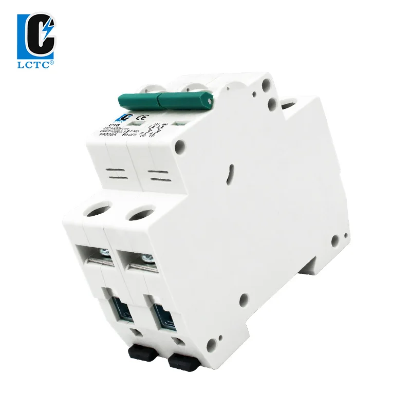 LCTC 2P DC 1000V Solar Mini Circuit Breaker 6A 10A 16A 20A 25A 32A 40A 50A 63A For PV System Photovoltaic Automatic Switch