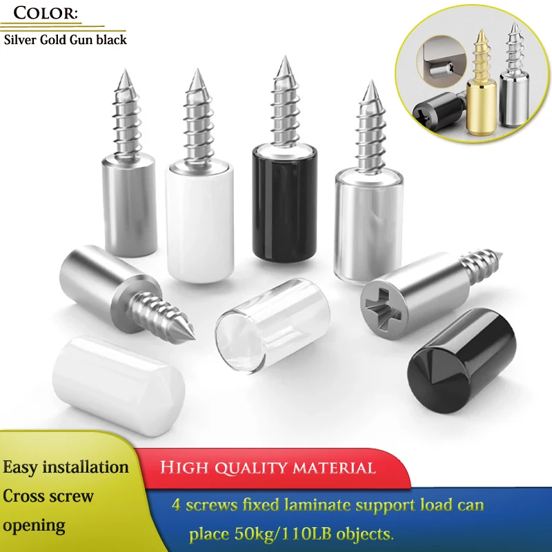 8/20Set Cross Self-tapping Screw with Rubber Sleeve Laminate Support Homemade Wardrobe Cabinet Glass Hard Nonslip Partition Nail