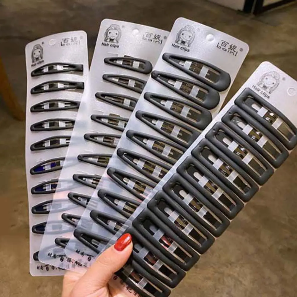 Pegangan Rambut Rias Geometris Aksesori Rambut Warna Solid Jepit Rambut Hiasan Kepala Korea Set Jepit Rambut Jepit Rambut Hitam Klip Poni