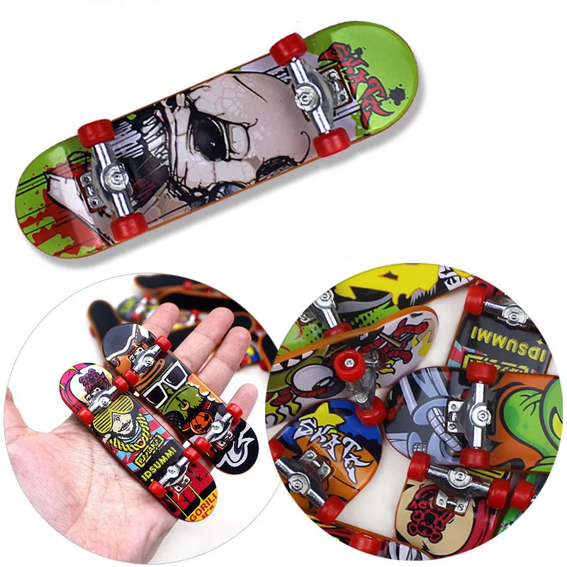 1pc Print Professional Alloy Stand Finger Board Skateboard Mini Finger Boards Skate Truck Creative Desktop Kid Toy Children Gift