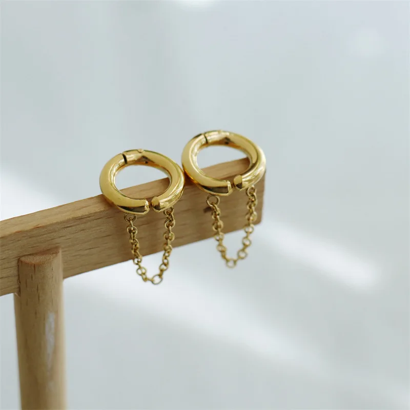 Stainless steel Punk Ear Clip Long Tassel Chain Earrings for Women Ear Cuff No Piercing Earring Ear Line Fashion Jewelry Gift