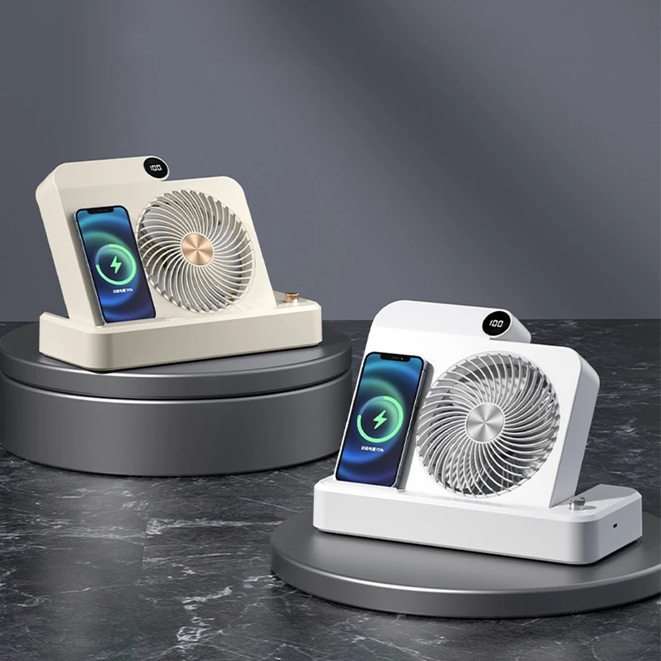 New Multifunctional Mobile Phone Charging Fan Household/Car Desktop Fan USB Rechargeable Electric Fan Digital Display JMF-13