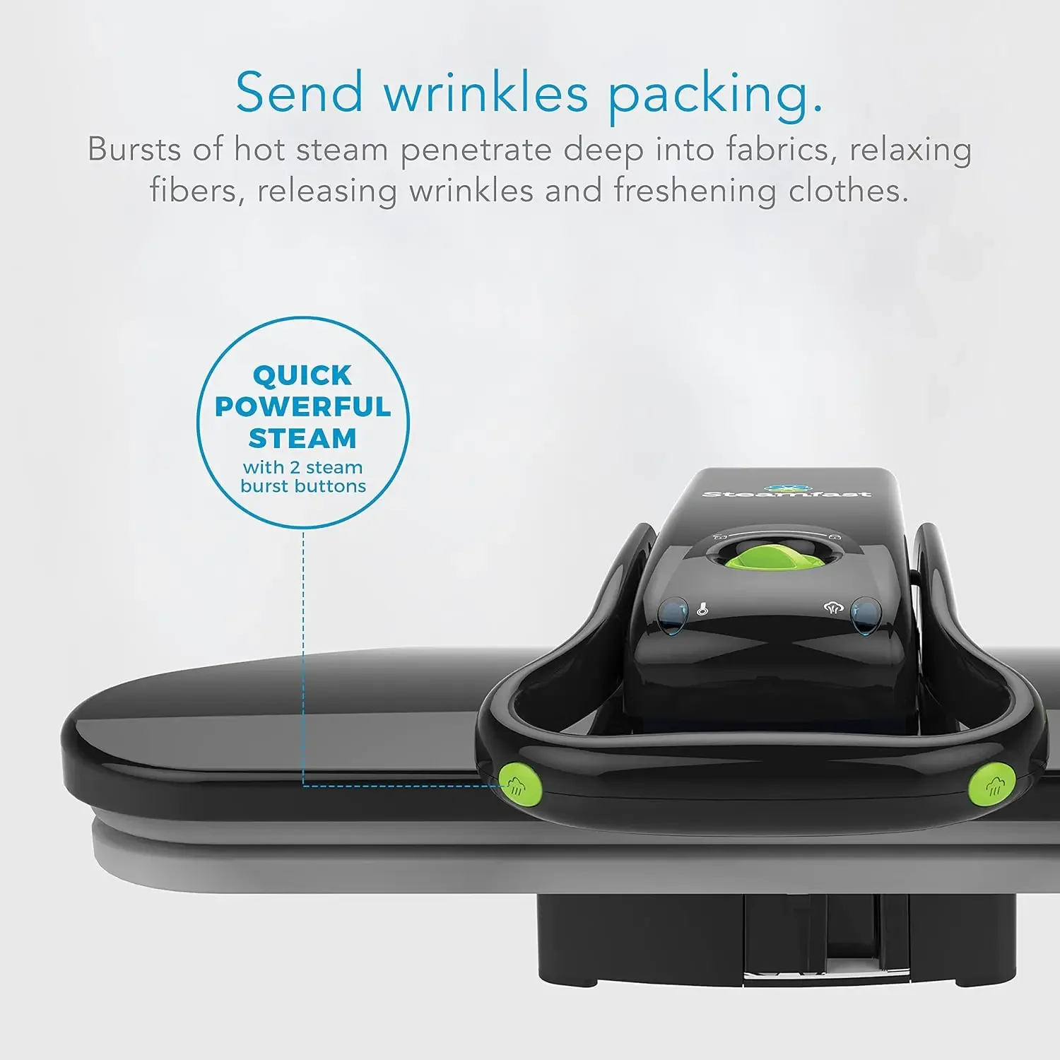 Steam Press with Multiple Fabric Settings and Steam Burst Function, Black, 20.47" L x 17.16" W x 6.73" H