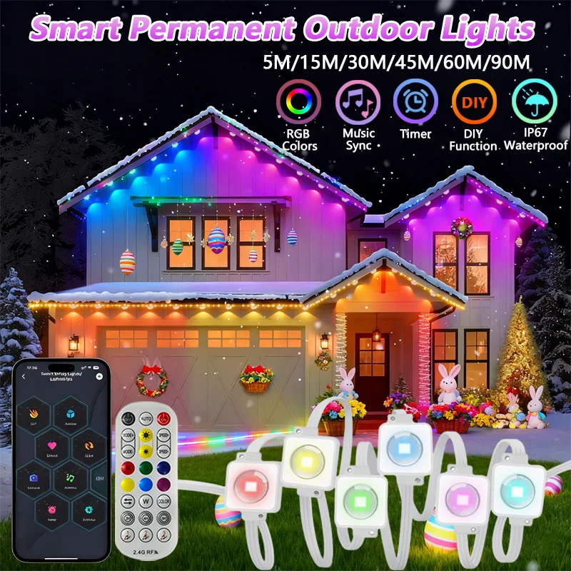 yZ[zRGBIC Cg X}[g݉OCg IP67 h LED XgOCg Av NX}Xxɂ̉p