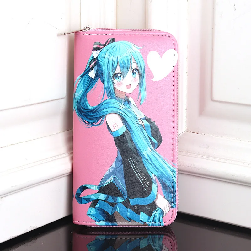 Hatsune Miku Coin Purse Kawaii Female Pu Leather Wallet Card Holder Cartoon Student Wallets Storage Bag Card Package Gifts