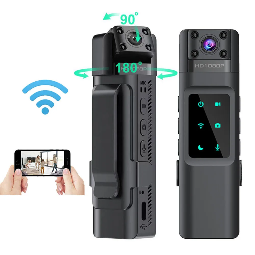 Sport Wifi 1080P Body Mini Camera  Back Clip Portable Digital Video Recorder Police Infrared Night Vision Miniature Camcorder