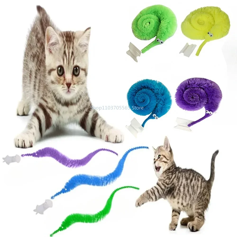 24/12/6/1PCS Fun Worm Magic Props Toys for Cat Dogs Pet Wiggly Twisty Worm with Invisible String Party Games Trick Toys For Cat