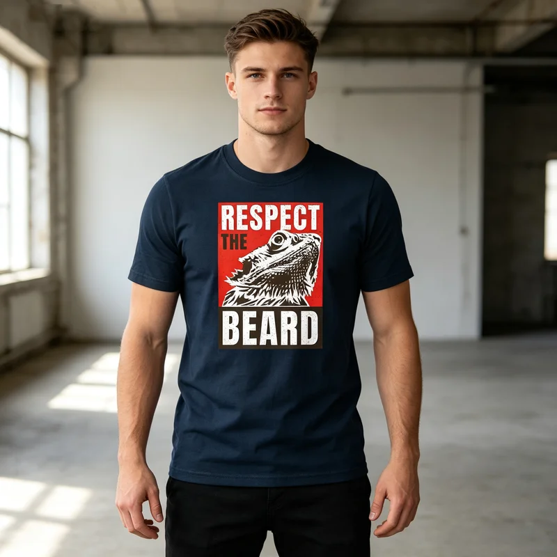 Bearded Dragon Respect The Beard Lizard And Reptile Gift T-Shirt Unisex  Reptile Graphic Print Mens Casual Short Sleeve Tee