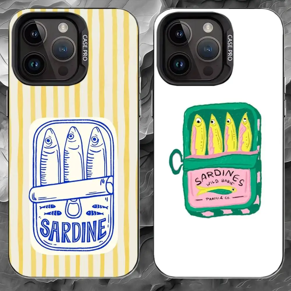

C-Canned S-sardines Phone Case For iPhone 17 16 15 14 13 12 11 Pro Max Plus Silver Matte Black Cover