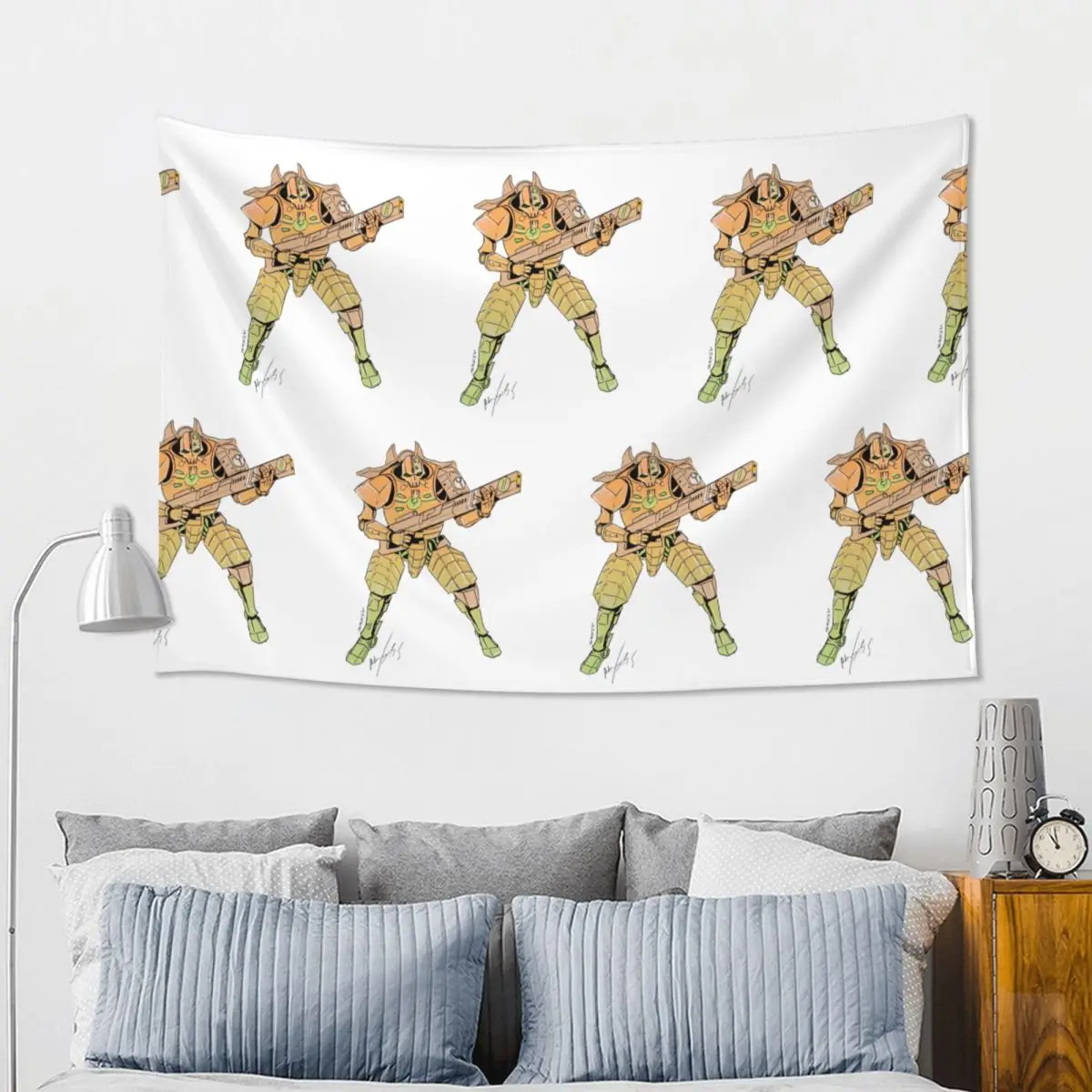 Necron With Tau Armor Tapestry Funny Wall Hanging Aesthetic Home Decoration Tapestries for Living Room Bedroom Dorm Room