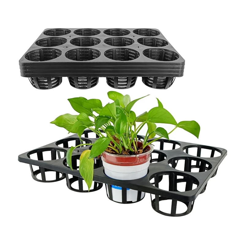 12 Cell Round Nursery Pots Trays,5 Pack Seed Nursery Pots Moving Trays,Seedling Pots Nursery Carrying Trays Moving Tray