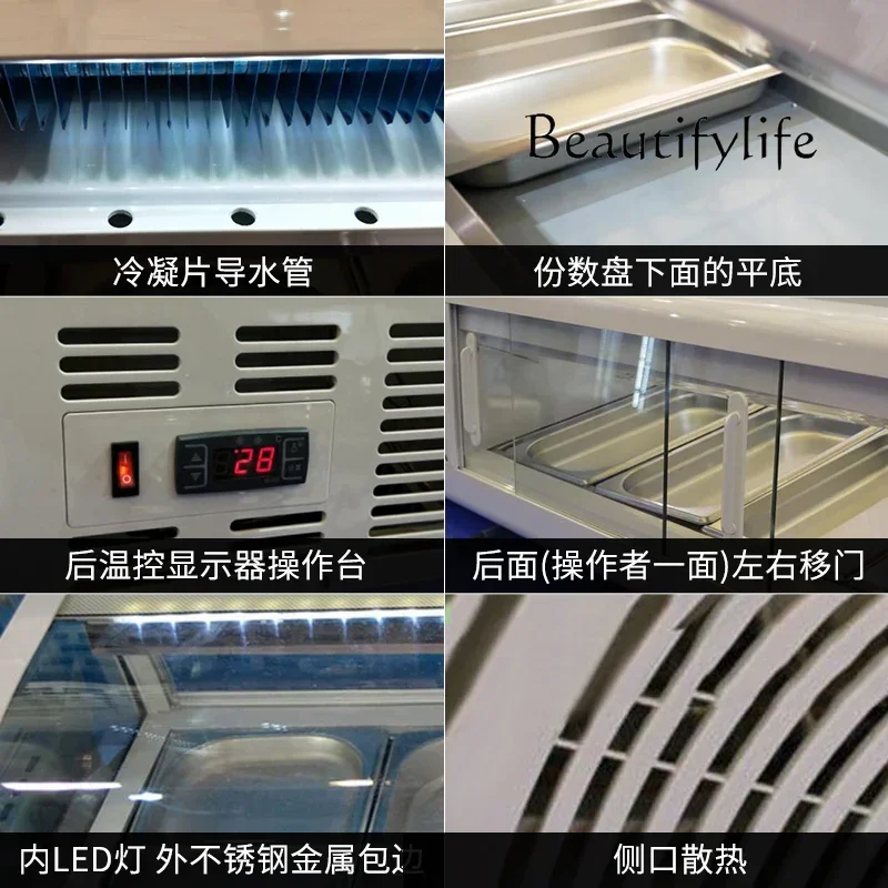 Refrigerated and fresh-keeping display cabinet Commercial small desktop freezer for cooked food and cold dishes