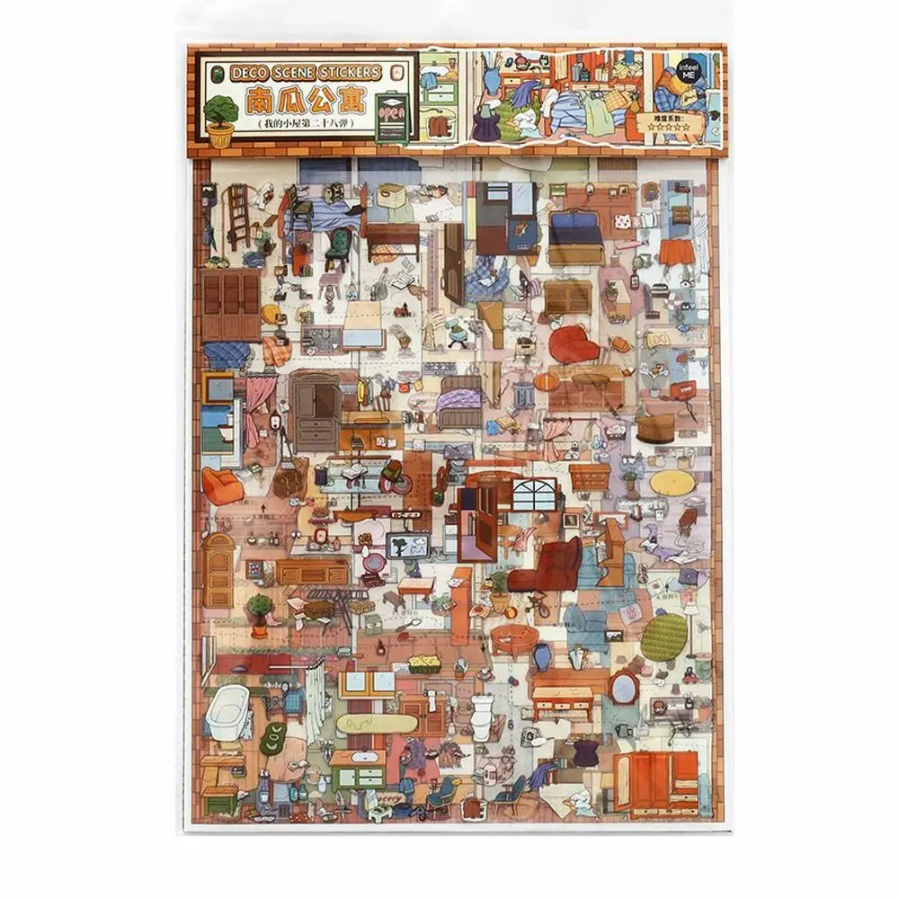 

3D Miniature Landscapes Stickers Collection Pumpkin Apartment PET 3D Landscape Sticker Waterproof Removable