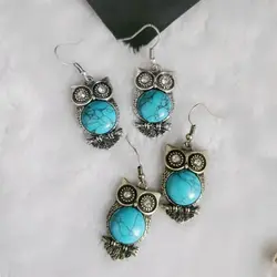 Classic Vintage Owl Turquoise Earrings Gift For Girlfriends Fashion Jewelry Gold Plated Charm Friendship Women's Earrings