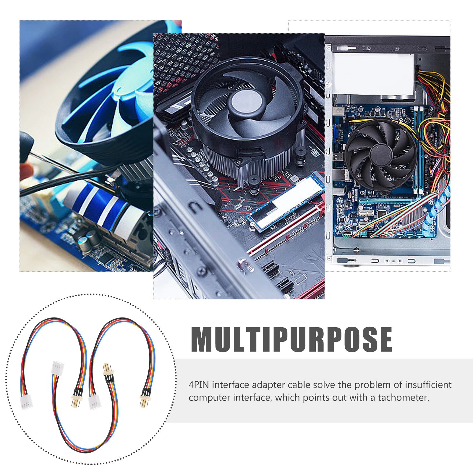 

3 Pcs Computer Fan Cable Extension Power Connector Cords Indoor CPU Cooler Splitter Adapter Connectors