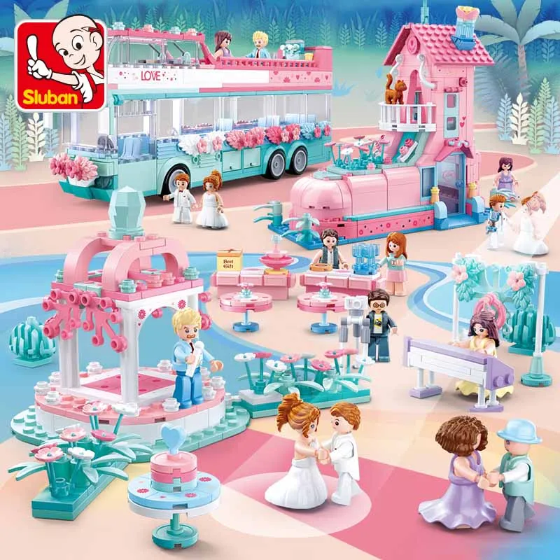 

Sluban Building Block Toys Girls Dream Wedding Series 353PCS Bricks B0768 Bridal Dancing Party Compatbile With Leading Brands