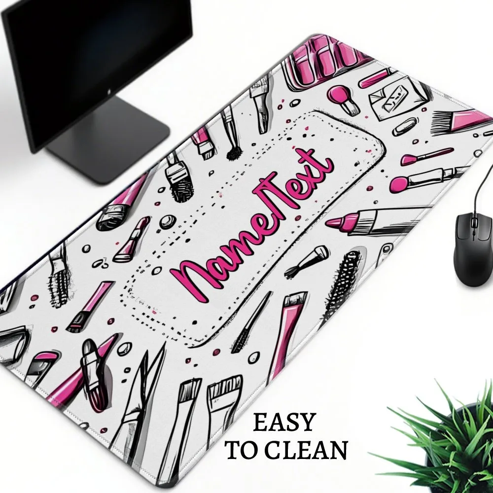 Customizable Large Makeup Nail Art Mouse Pad, Vivid Colorful Nail Design Print, Durable Thick Rubber Base For Office Gaming