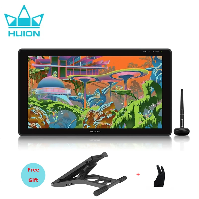 HUION Kamvas 22 Graphic Tablet 21.5 inch Pen Tablet Monitor Screen 120%s RGB Pen Display Anti-glare Support Windows/mac/Android