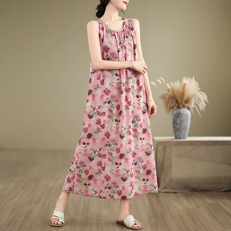 Verano estampado Floral Svel Dr mujer suelta Vaion Casual falda larga A-Line silueta Tea Break Faion talla grande